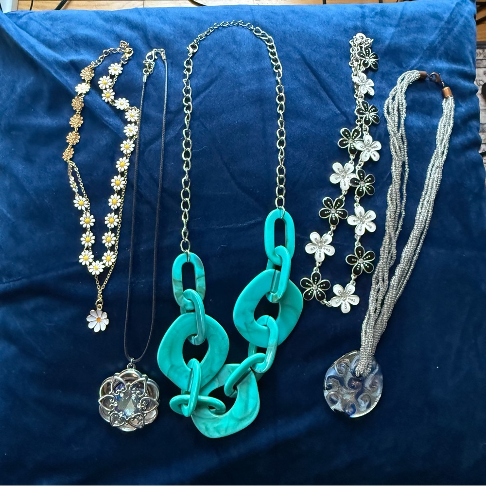 Turquoise and Gold Chain Necklaces